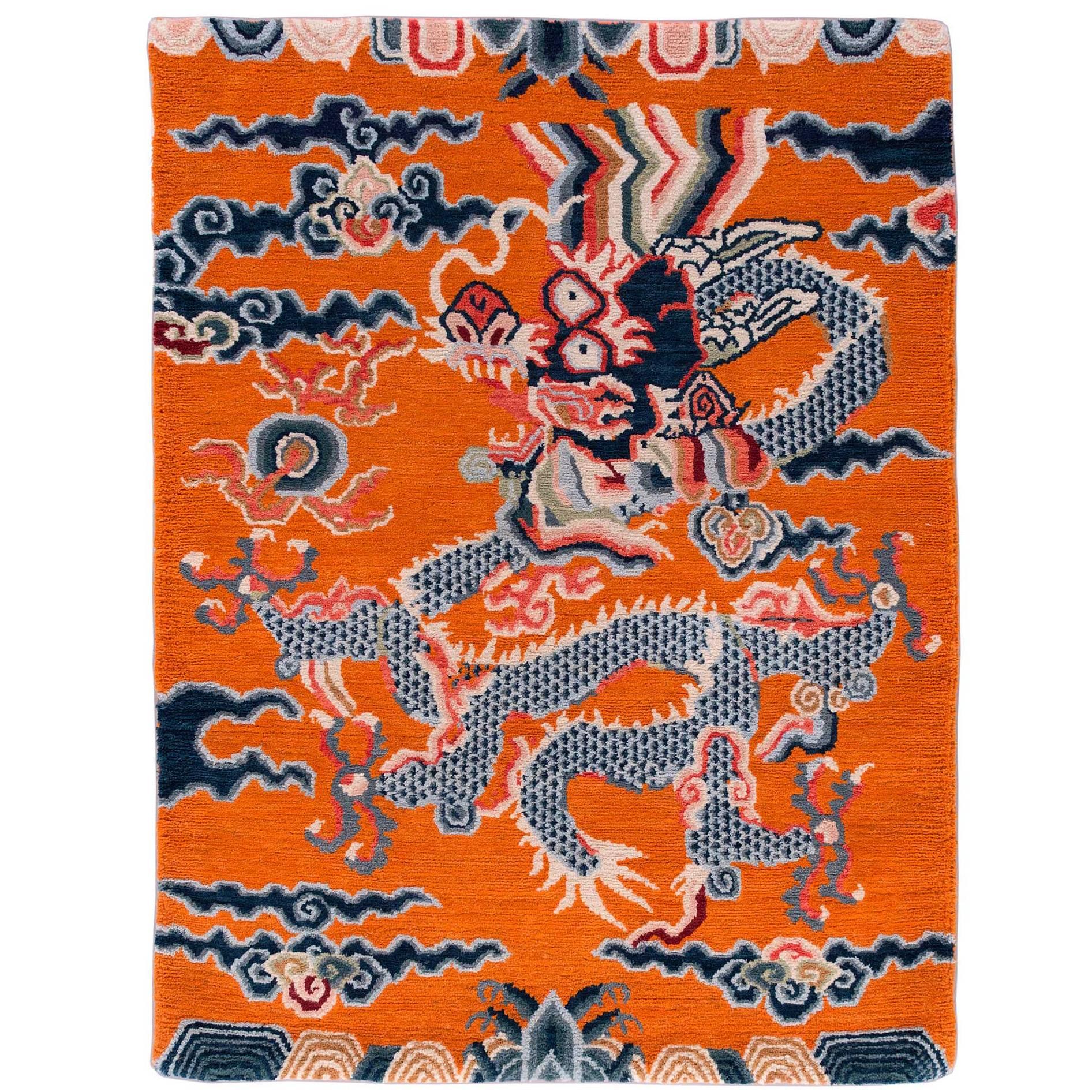Tibetan Dragon Rug 2x2.6 For Sale
