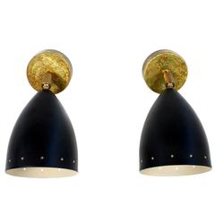 Pair of Adjustable Italian Sconces Brass Stilnovo Style, Italy Pair of Adjustable Italian Sconces Brass Stilnovo Style, Italy