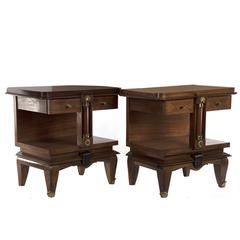 French Art Deco Walnut Nightstands 8