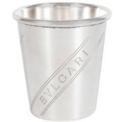 Sterling Silver Bvlgari Lipped Cup with Etched Brand