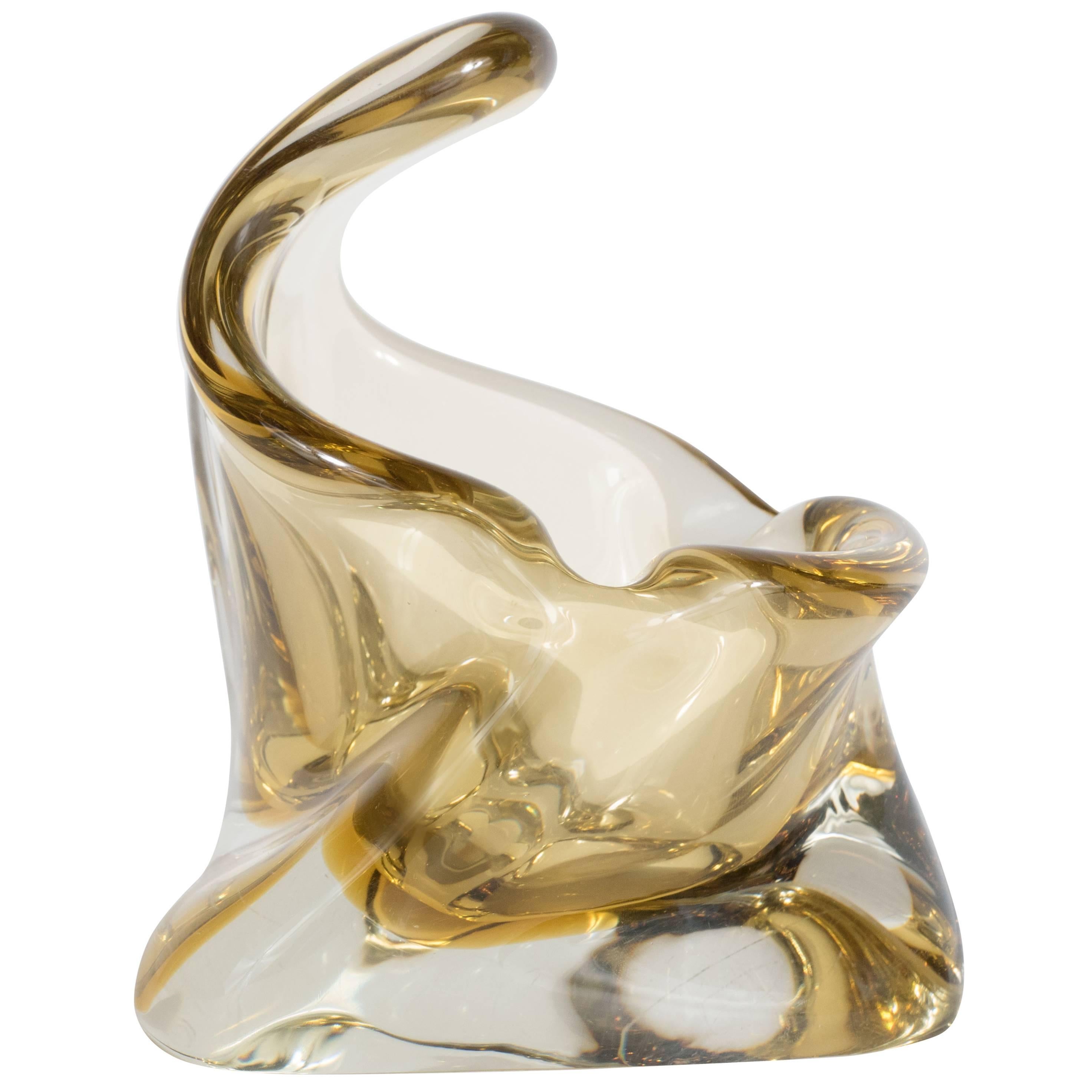Mid-Century Canary Yellow 'Splash' Handblown Murano Glass Ashtray or Bowl