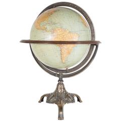 Classic Rand McNally & Co Terrestrial Table Globe with Brass Tripod Stand