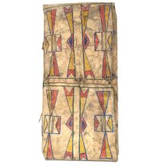 Antique Native American Parfleche, Abstract Painting, Plateau, 19th Century