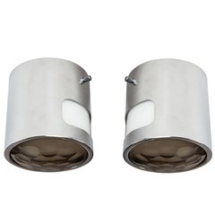 Pair of Chrome-Plated Brass and Faceted Glass Ceiling Lights