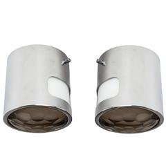Pair of Chrome-Plated Brass and Faceted Glass Ceiling Lights 1