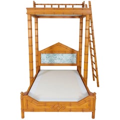 Faux Bamboo Bed with Platform Canopy