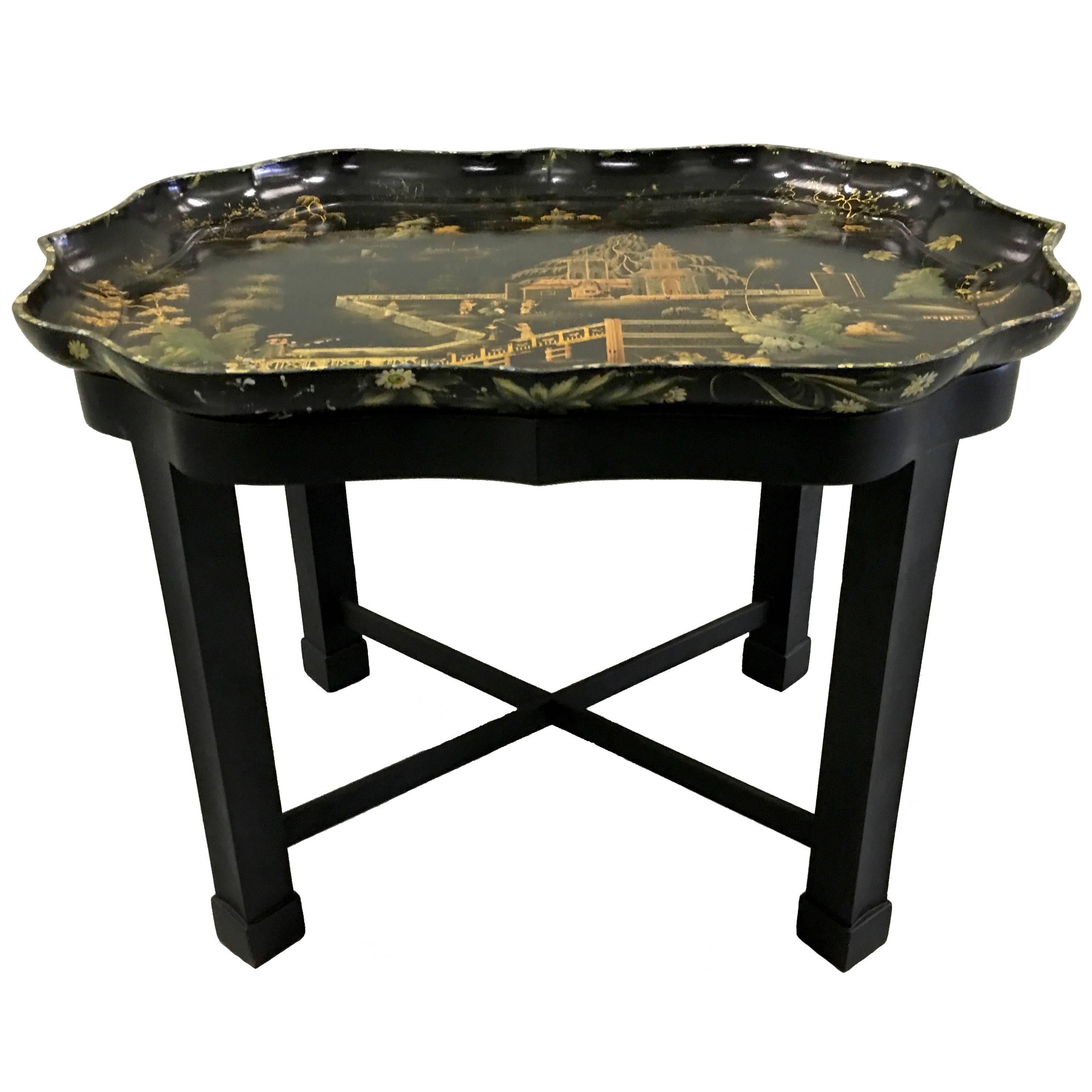 Chinoiserie Papier Mâché Tray on Stand by Henry Clay