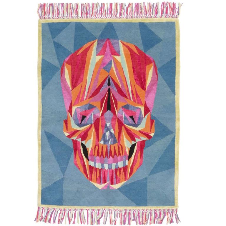 DEATH ON THE DANCEFLOOR skull pop art rug by Marta Bagante for cc-tapis For Sale