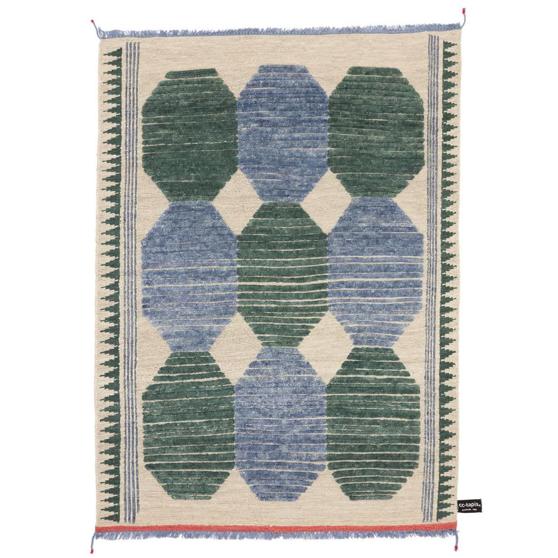 Primitive Weave C Blauer/Grün #1182 Teppich entworfen von Chiara Andreatti für cc-tapis