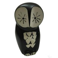 French Virebent Porcelain: Black & White Owl, circa 1960