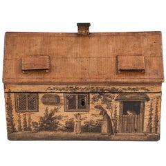 Antique Sycamore Tunbridge Ware Cottage Sewing Box