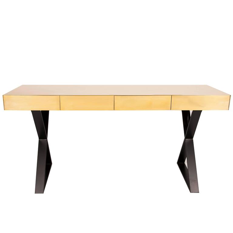 Xavier Brass Desk / Console Table at 1stDibs