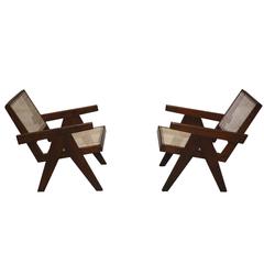 Pierre Jeanneret Unique Set of Two Easy Armchairs