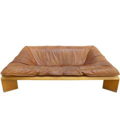 Leather and Laminated Wood "Oslo" Settee by Gerard Van Den Berg for Montis