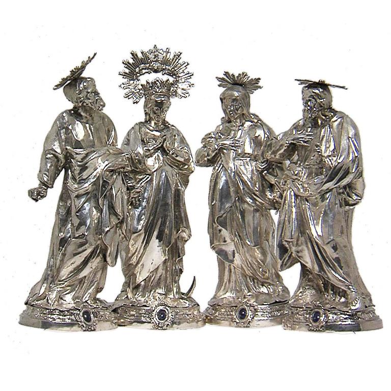 Set of Religious Figures in Repoussé Silver by Bartolomeo Borroni, Rome