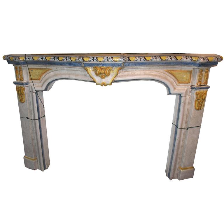 Antique Ceramic Fireplace Mantel For Sale at 1stdibs