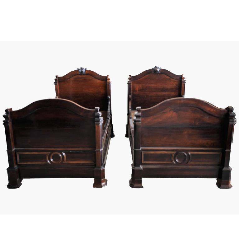 Pair of Victorian Twin Beds in "PALO SANTO" Wood at 1stdibs