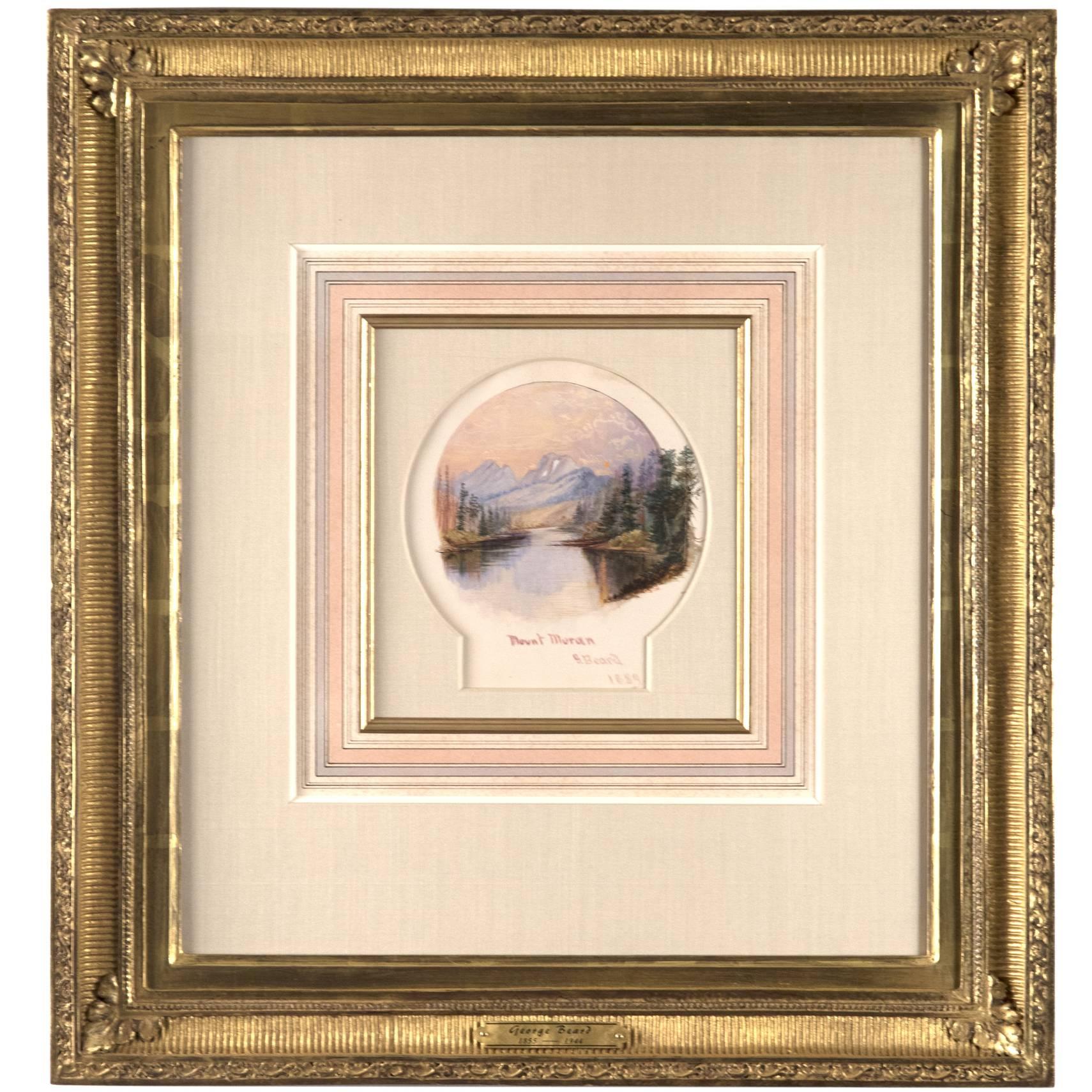 19th Century Watercolor of Mount Moran by George Beard For Sale