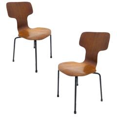 Pair of Rare Arne Jacobsen for Fritz Hansen Children's Bent Plywood Chairs