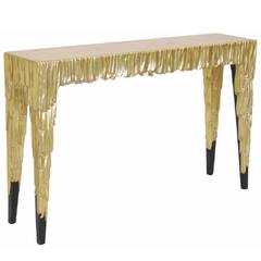 Jonathan Charles Versailles Collection Gold Leaf and Ebonized Console Table