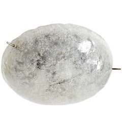 Incredibile lampada da soffitto a incasso in vetro ghiaccio testurizzato tedesco vintage 1960s