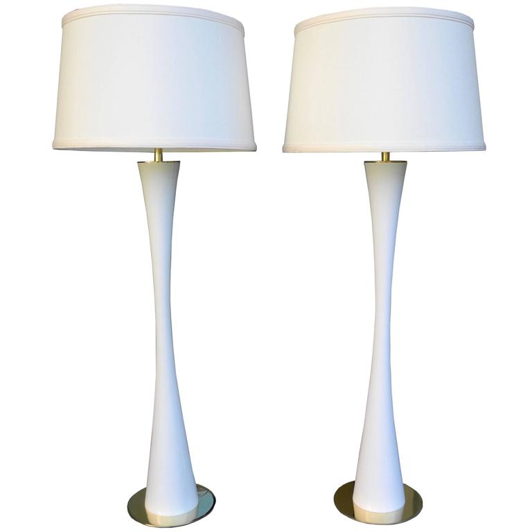Very Tall White Tulip Metal And Brass Lamps By Stewart Ross James Very Tall White Tulip Metal And Brass Lamps By Stewart Ross James For Hansen