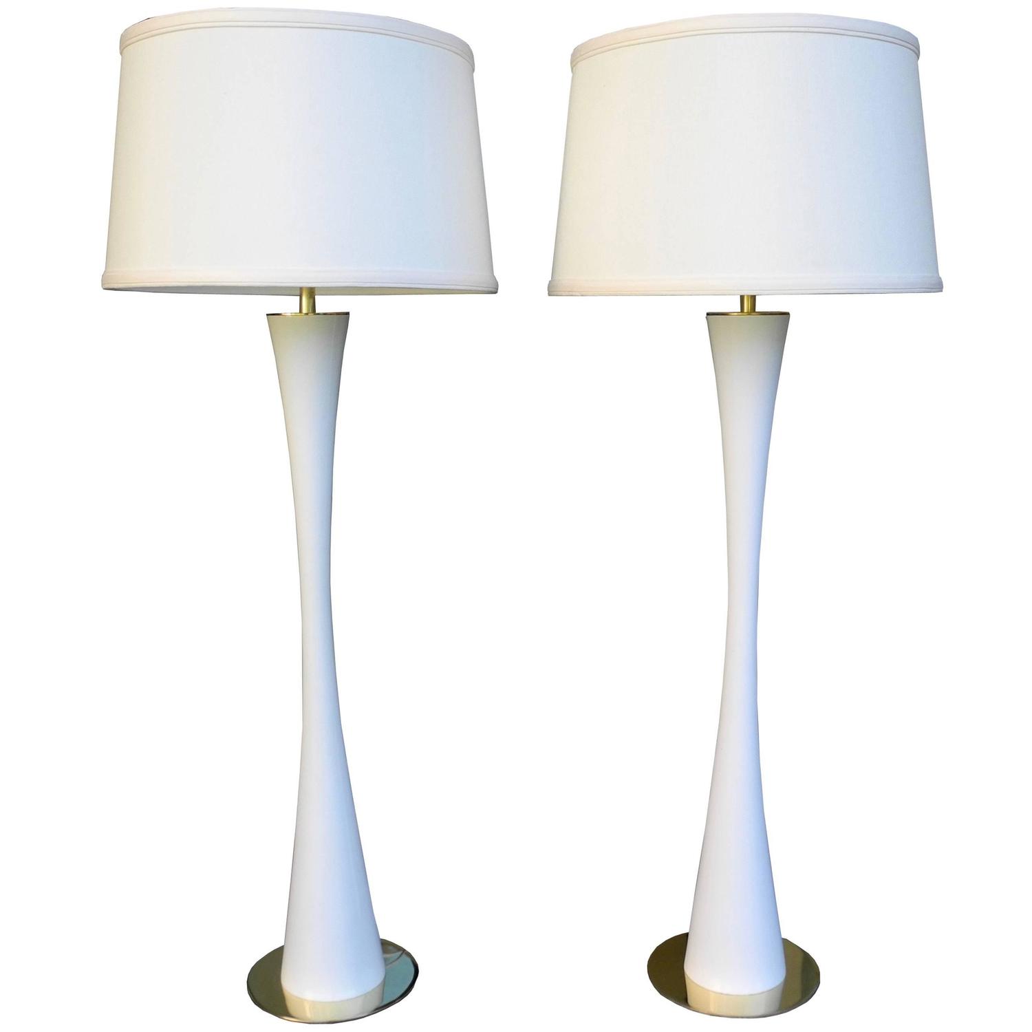 Very Tall White Tulip Metal And Br Lamps By Ross James Very Tall White Tulip Metal And Br Lamps By Ross James For Hansen At 1stdibs