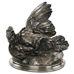 Exceptionnelle sculpture en bronze de Paul Comolera "Perdrix blessée":: Poux:: vers 1865