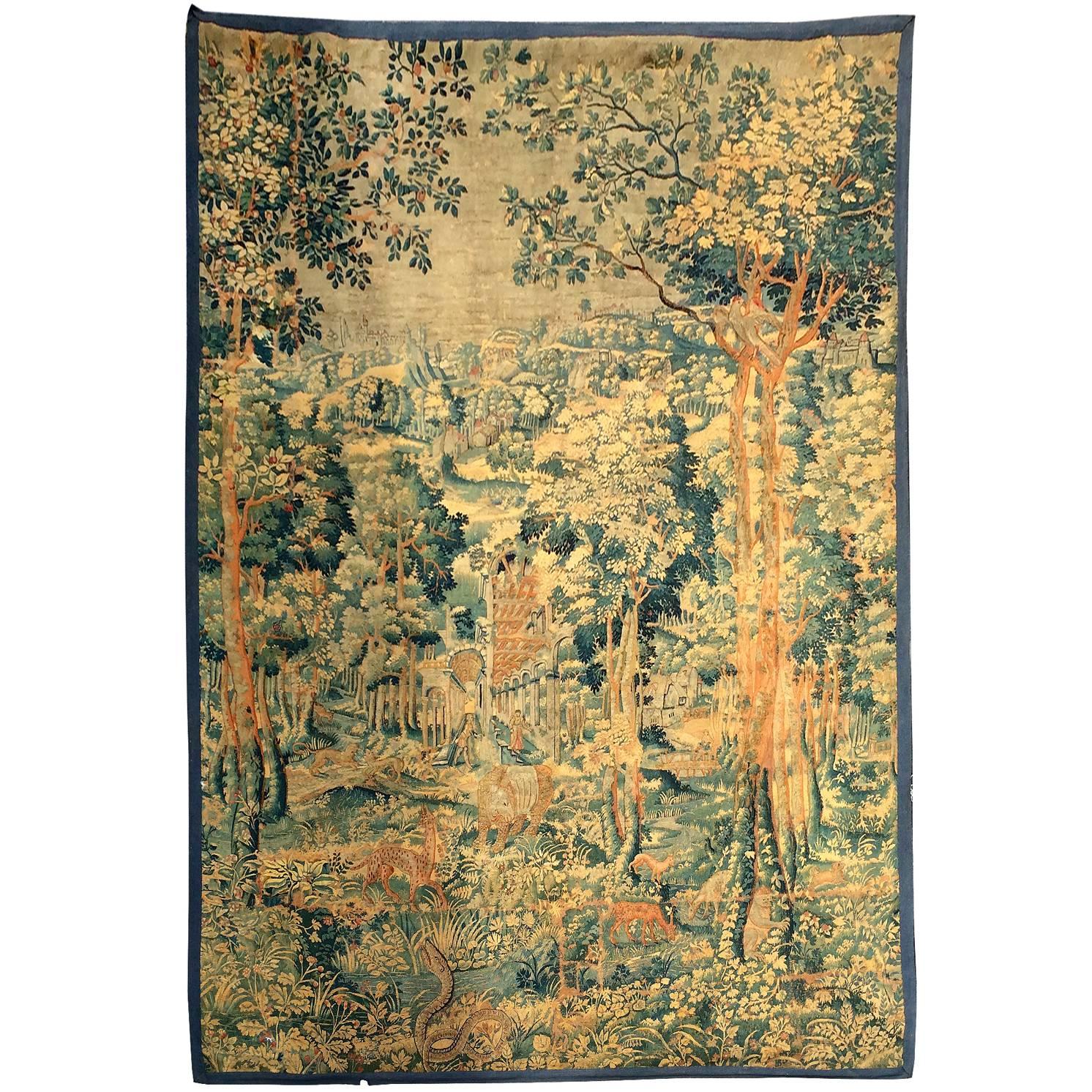 Monumental Flemish Handwoven 17th Century Tapestry For Sale