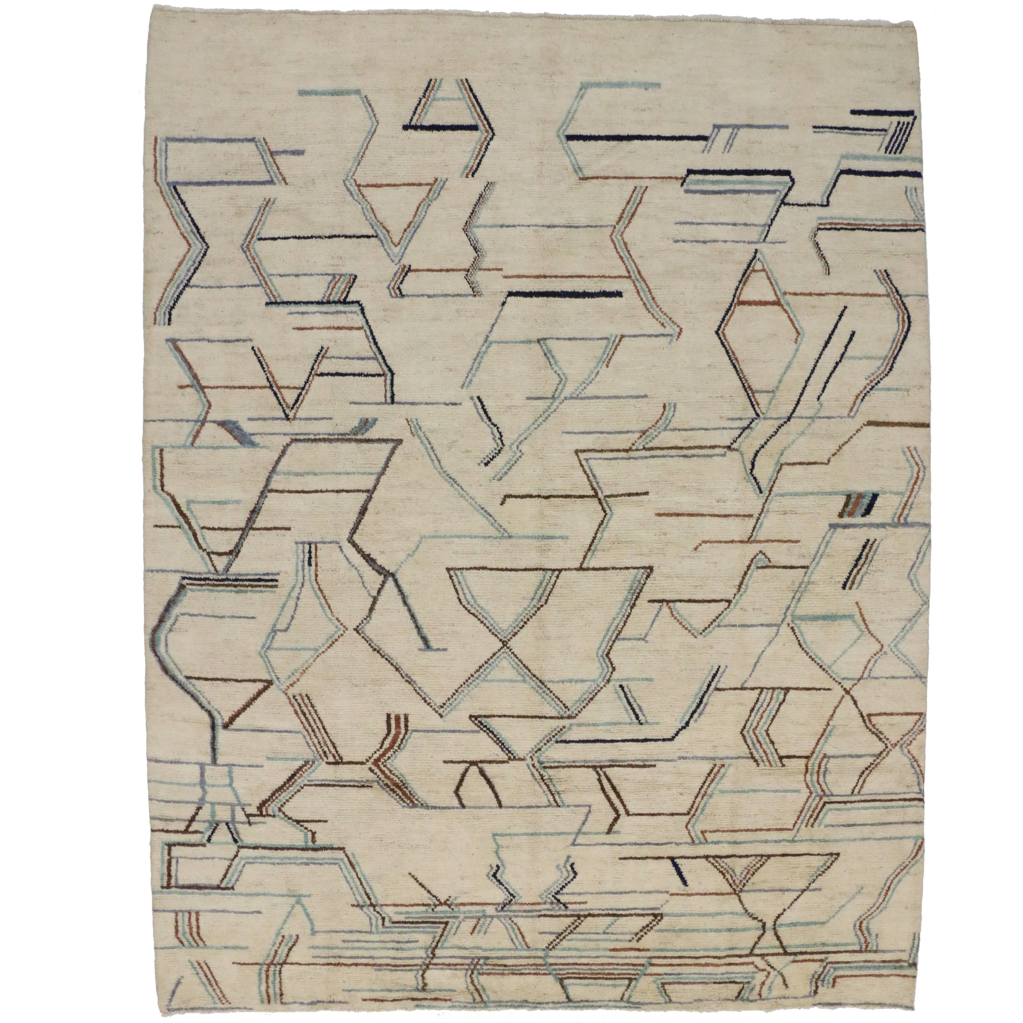 Contemporary Moroccan Style Area Rug with Modern Style