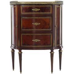 Late 19th Century Mahogany Marble-Top Demilune Cabinet