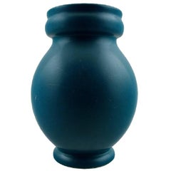 Rare Aluminia “Royal Copenhagen, " Denmark, Faience Vase, Turquoise Glaze, 1940s