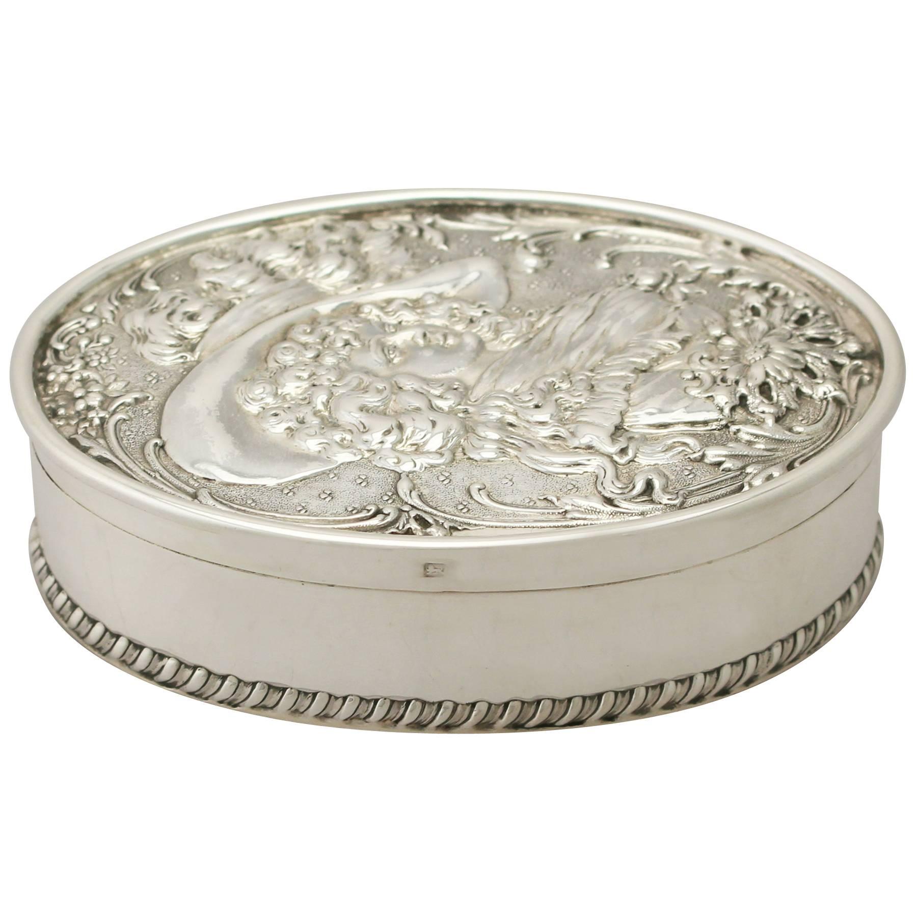 Sterling Silver Jewelry/Trinket Box, Art Nouveau Style, Antique Edwardian