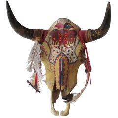 Antique 1930s Painted Sioux Steer Skull