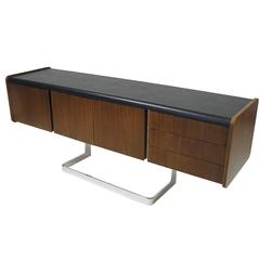 1960s Walnut and Chrome Credenza by Ste. Marie & Laurent Inc