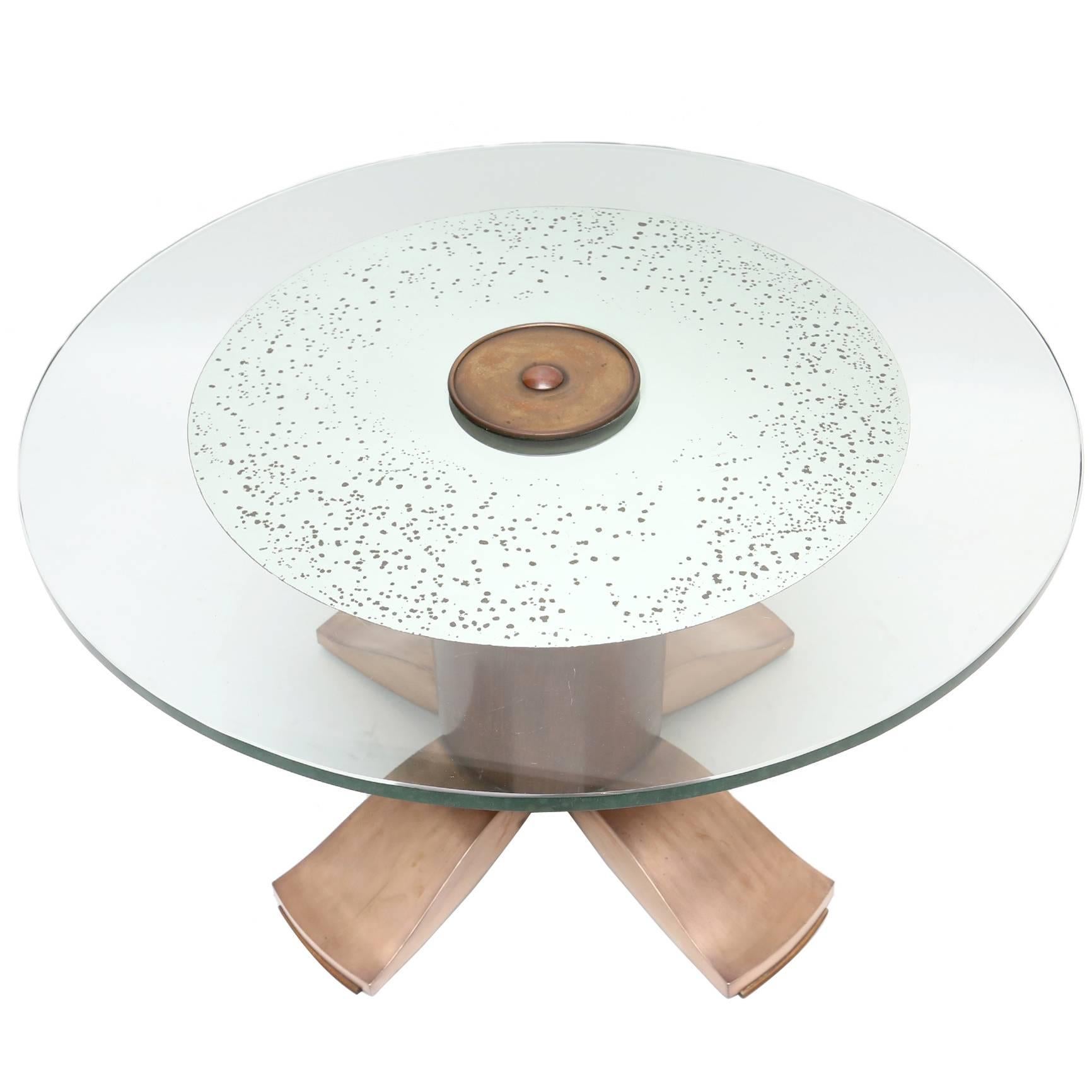 Jules Leleu Art Deco Mirrored Cocktail Table