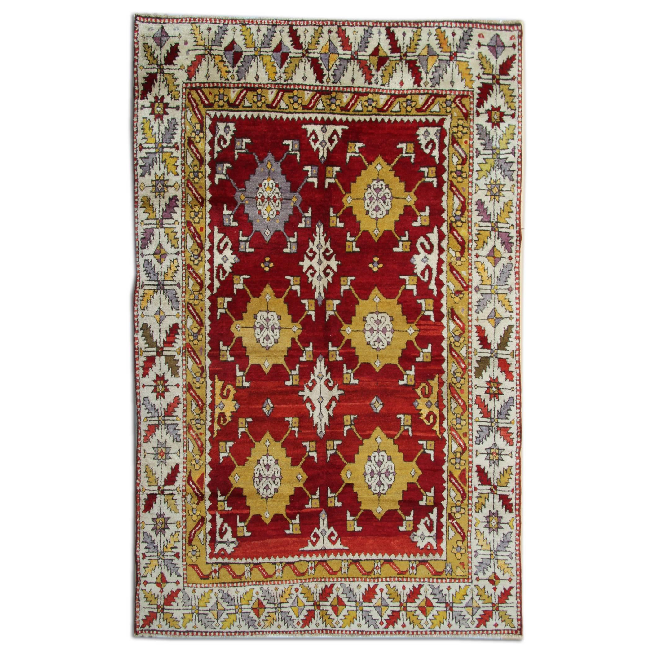 Antique Rugs Red Anatolian Handmade Carpet Turkish Rugs for Sale For Sale