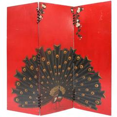 Vintage Stunning Hand-Painted Screen