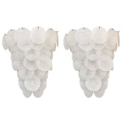 Pair of Murano Glass Disk Sconces by Aureliano Toso