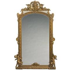 Monumental French Louis XVI Style Giltwood Mirror, 19th Century 7