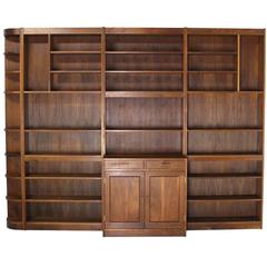 Large All Solid Walnut Shelving Wall Unit Bookcase in Nakashima Style 8