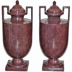 Pair of 19th Century Solid Marble Neoclassical Urns 10