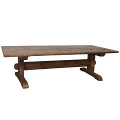 Massive Distressed Solid Wood Trestle Table