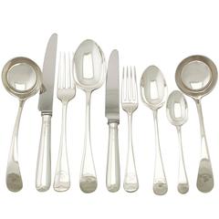 Sterling Silver Canteen of Cutlery for 12 Persons, Used Edwardian