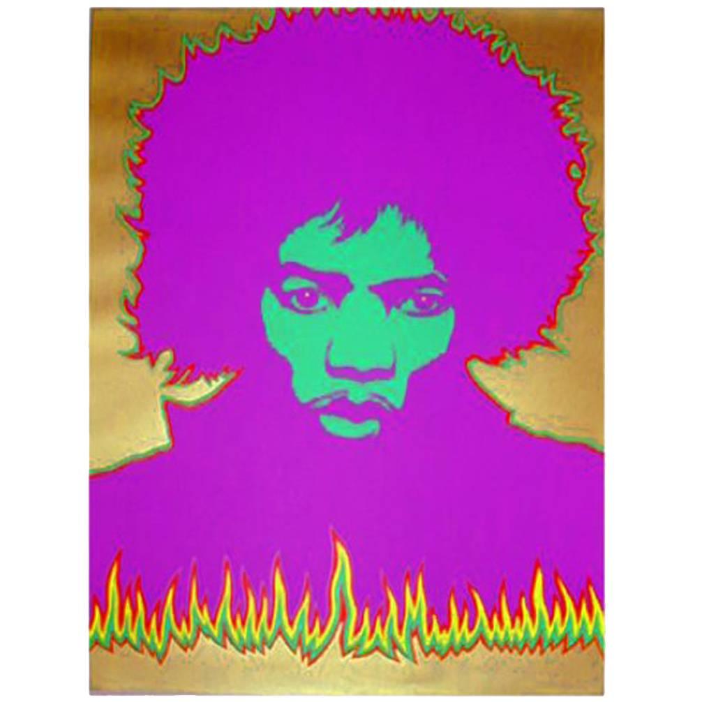 Signed and Numbered Silk Screen Print of Jimmy Hendrix by Larry Smart