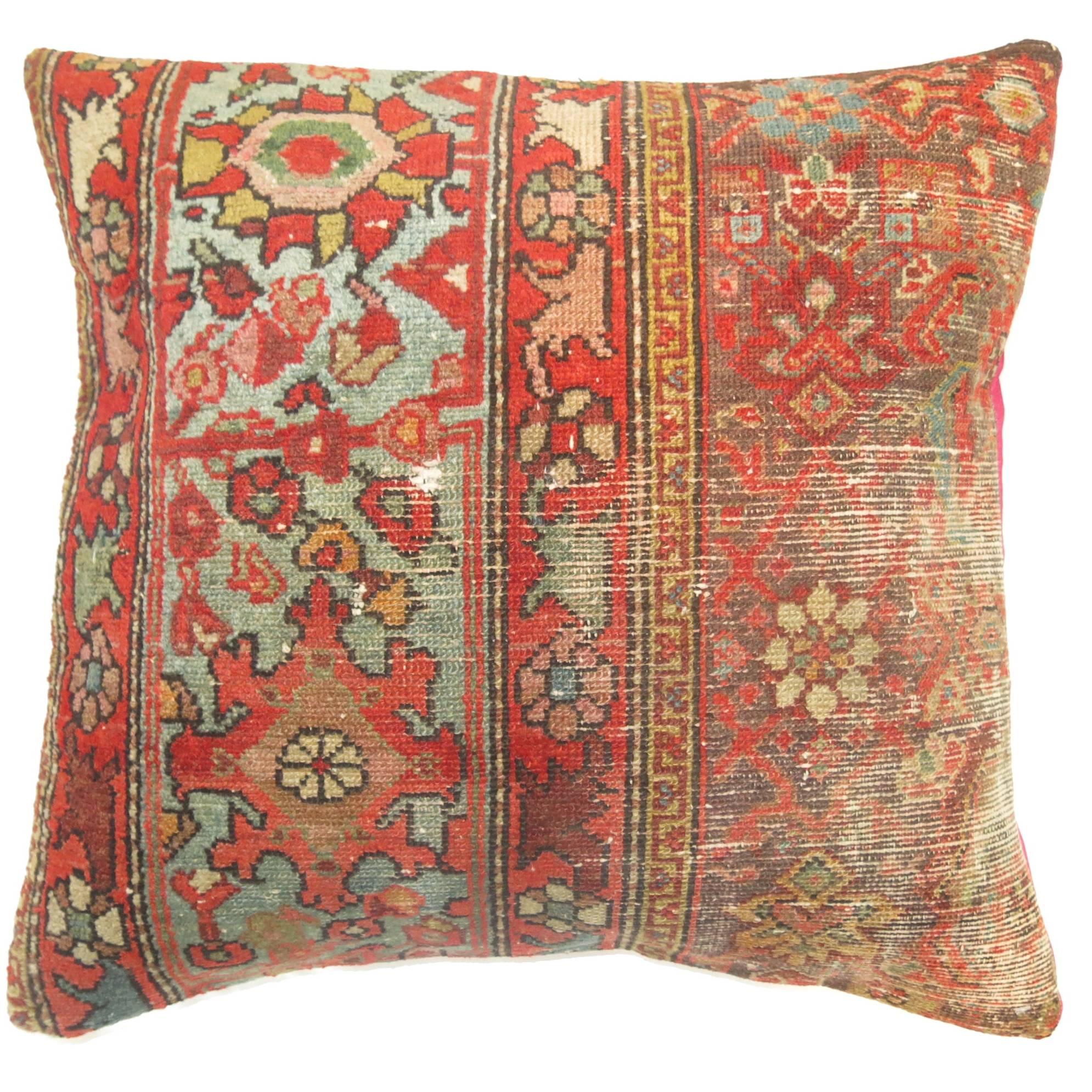 Shabby Chic Persian Pillow with Pink Backing