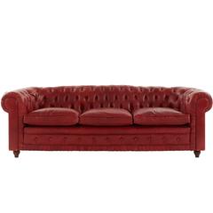 Antique French Chesterfield Leather Sofa