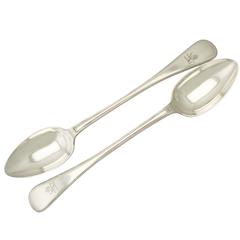 Antique Edwardian Pair of Sterling Silver Gravy Spoons 11