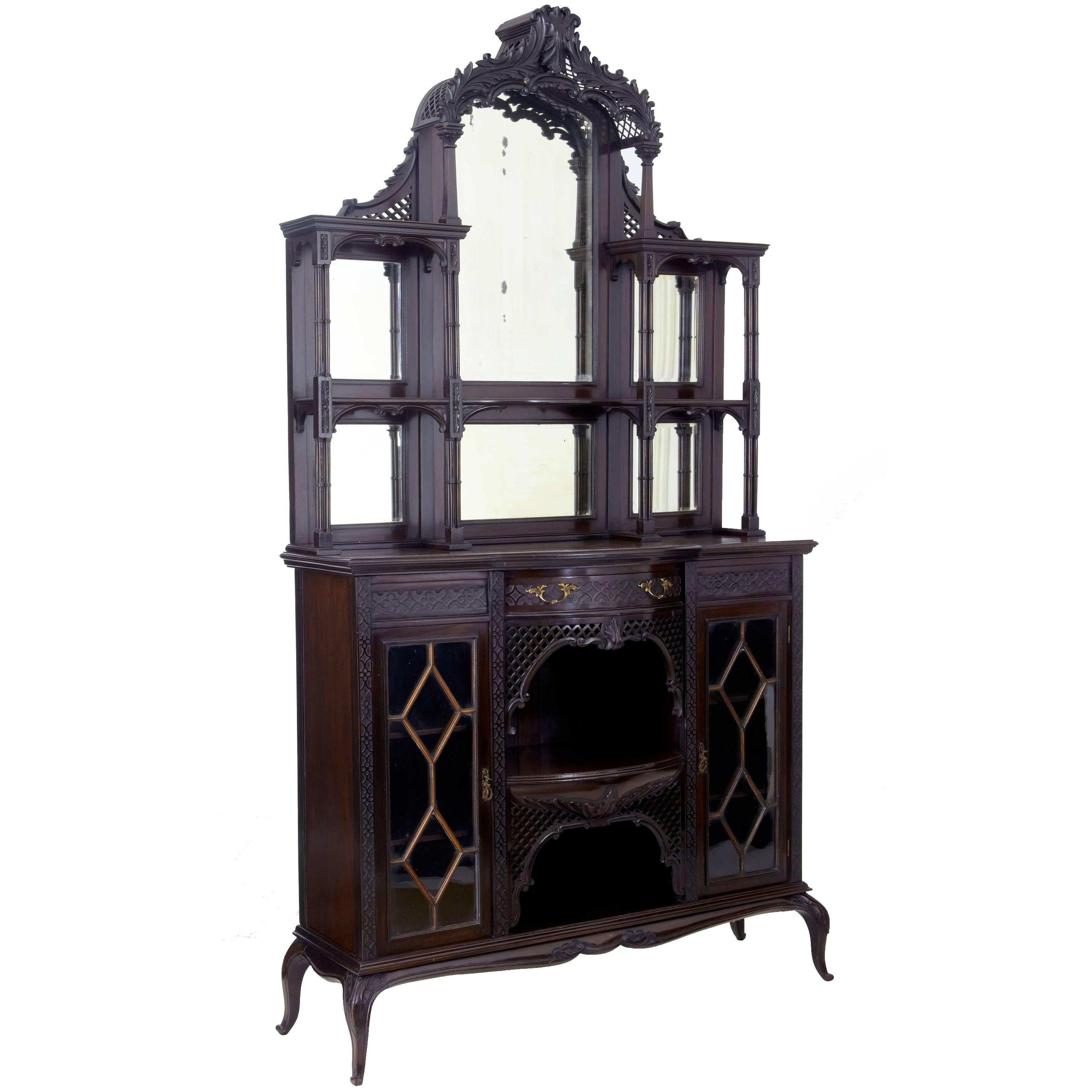 Early 20th Century Edwardian Chinese Chippendale Mahogany Cabinet