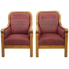 Pair of 20th Century Art Deco Birch Lounge Armchairs